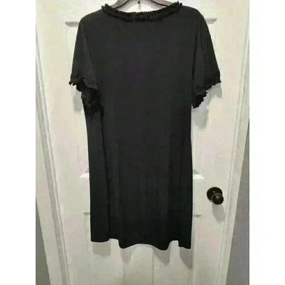 EnFocus Dress Womens Size 18W Ruffle Short Sleeve Polyester Blend Black Pullover - Picture 9 of 10